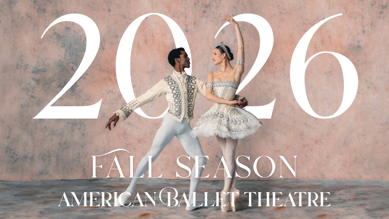 2026 Fall Season key art, a couple in ornate cream and silver Nutcracker-style costumes against a rose-textured backdrop